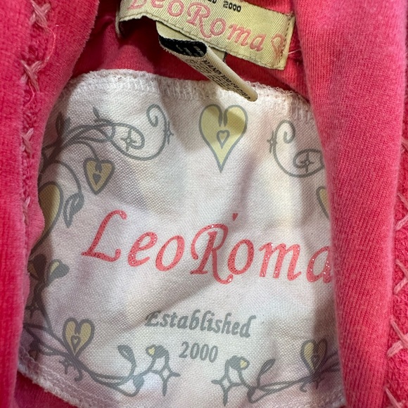 Leo Roma women’s vintage y2k pink velour full zip hoodie size medium - Picture 5 of 6
